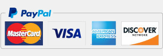 We accept Paypal, MasterCard, Visa, American Express, Discover, and more.